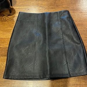 Topshop black leather skirt